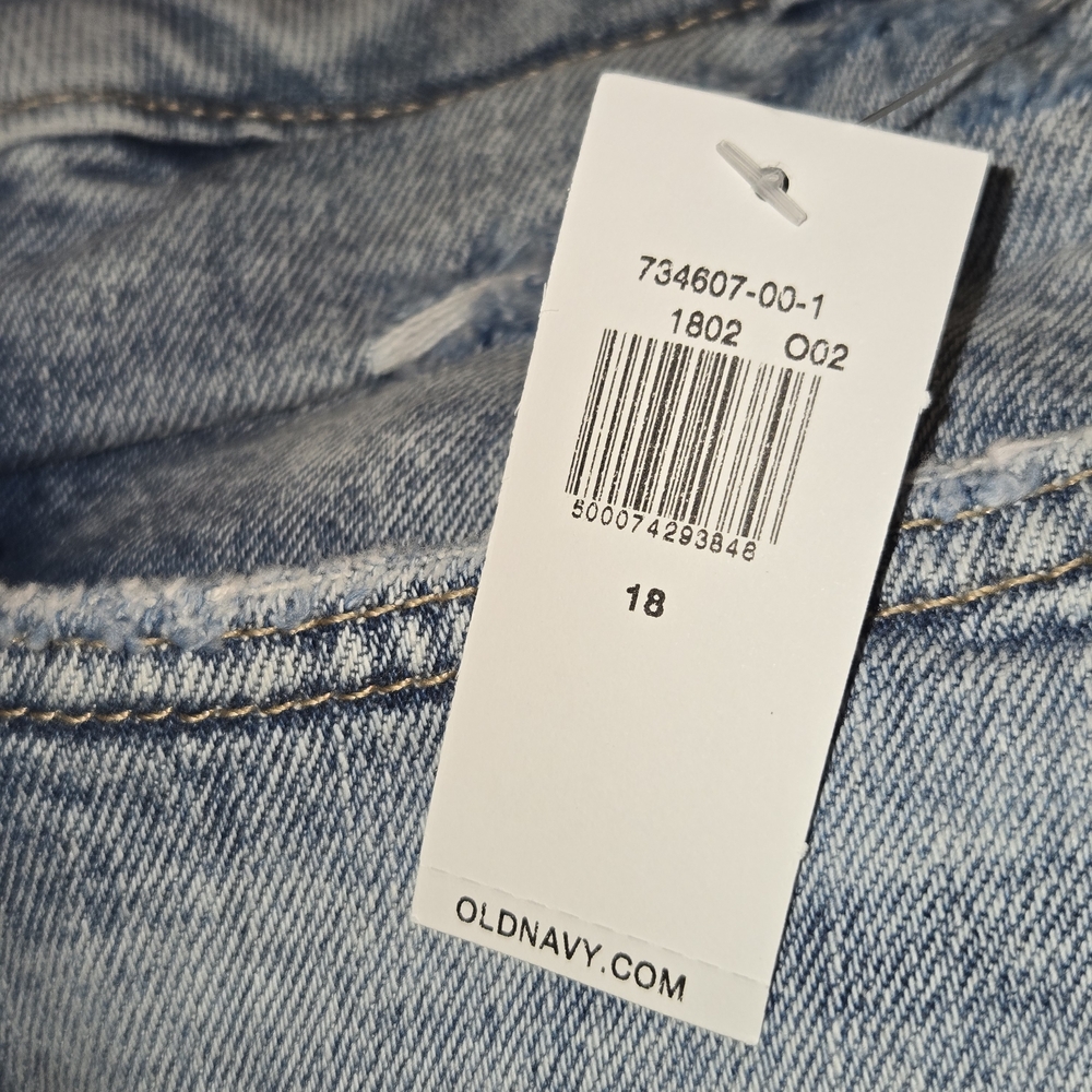 Old Navy NEW O.G. Straight High-Waisted Light Wash Jeans Size 18 Distressed - Picture 4 of 6